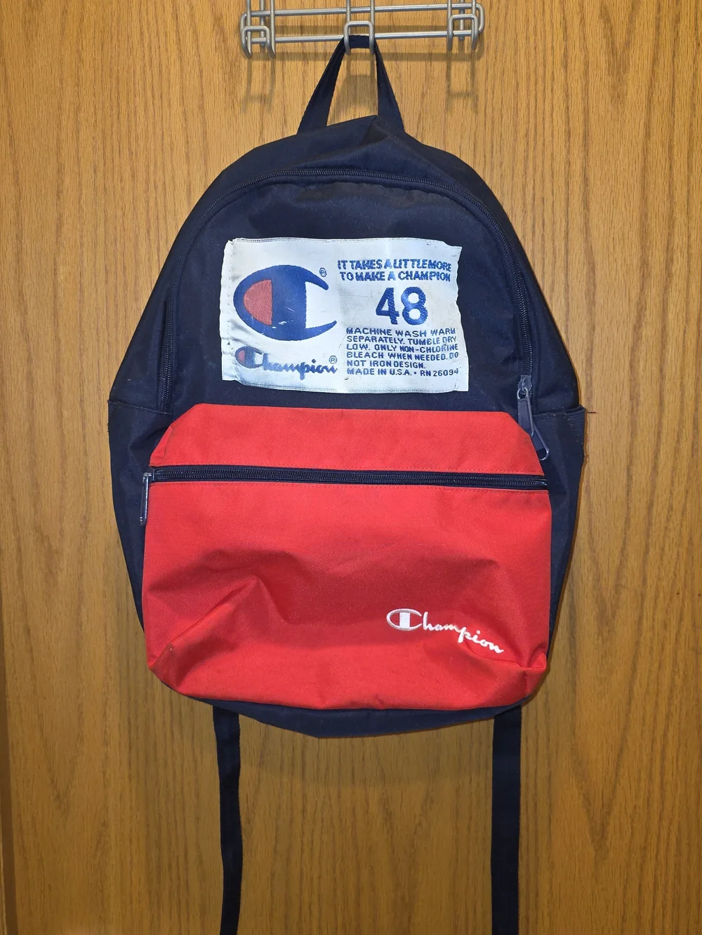 Champion Navy and Red Canvas Backpack